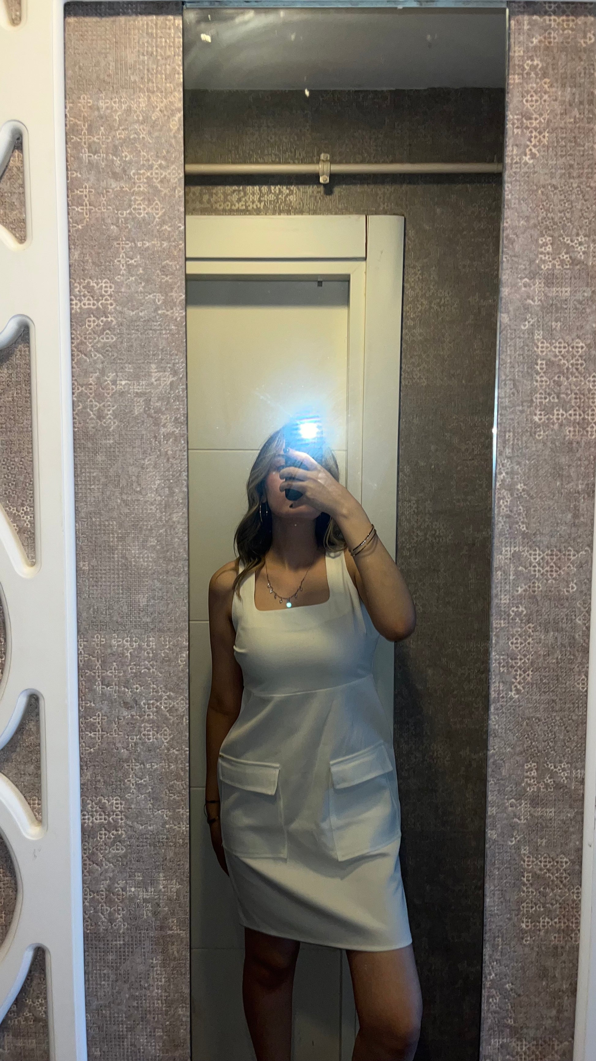 Bej Askılı Mini Elbise