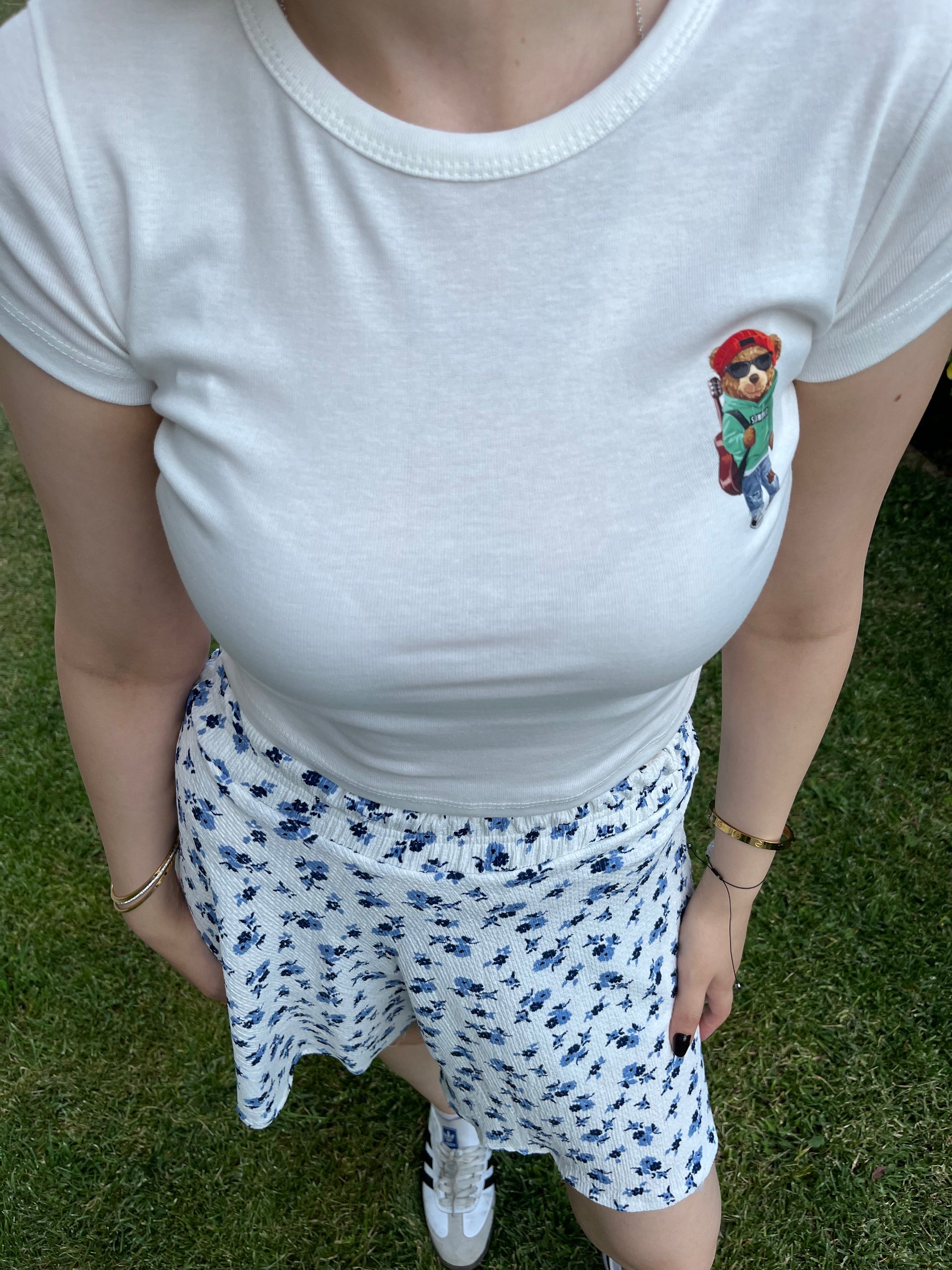 Ayıcıklı Beyaz T-Shirt